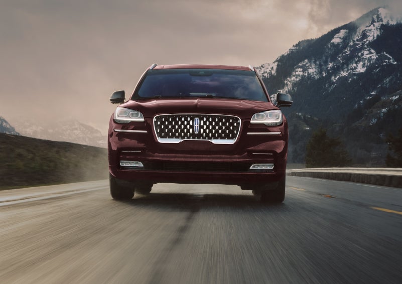 A 2024 Lincoln Aviator® SUV is shown in the Diamond Red exterior color. | Lincoln Demo 1 in Wooster OH