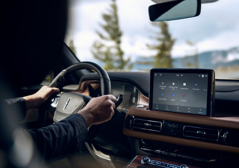 The center touch screen in a 2024 Lincoln Aviator® SUV is shown | Lincoln Demo 1 in Wooster OH