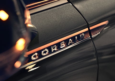 The stylish chrome badge reading “CORSAIR” is shown on the exterior of the vehicle. | Lincoln Demo 1 in Wooster OH
